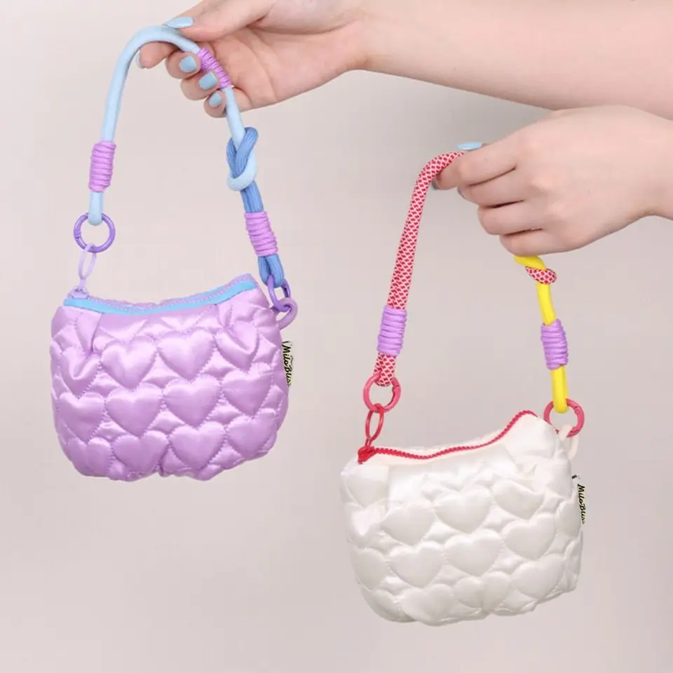 Love Heart Polded Coin Cupe Ruckeld Ruckeld Korean Style Malé položky vrecko na make -up organizátor sanitárna obrúsok Storage Bag Girls