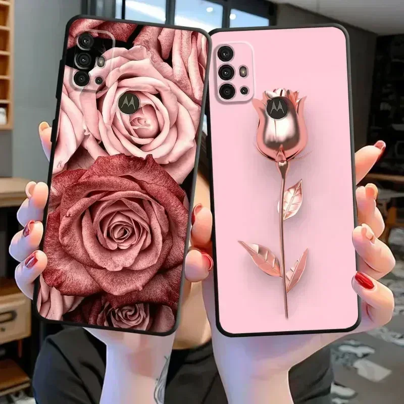 Love Rose Gold Style Pase pre Motorola Moto G31 G32 G200 G52 G72 G30 G51 G71 5G G22 G50 G82 G8 Power Lite G60 Cover