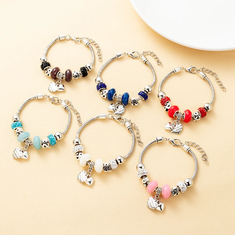 Love Zircon Crystal Korálky prívesok pre dámske módne séria Pandora Charm s silikónovým polohovaním šperkov darček sexy náramok