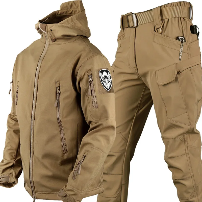 Lovecká bunda pre unisex 2024 Nová jesenná zimná zimná fleece lemovaná softshell priedušné vetru odolné v lezení vysokokvalitné