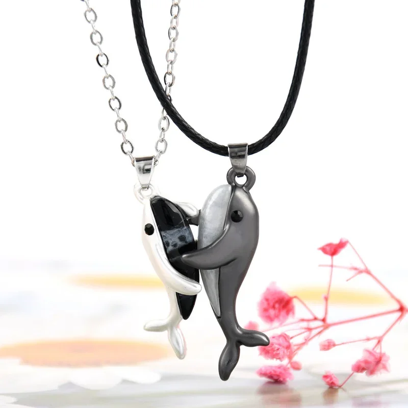 Lovecryst 2pcs/Set Magnetic Pár Love You Whale Prívesok Náhrdelník pre mužov Dám