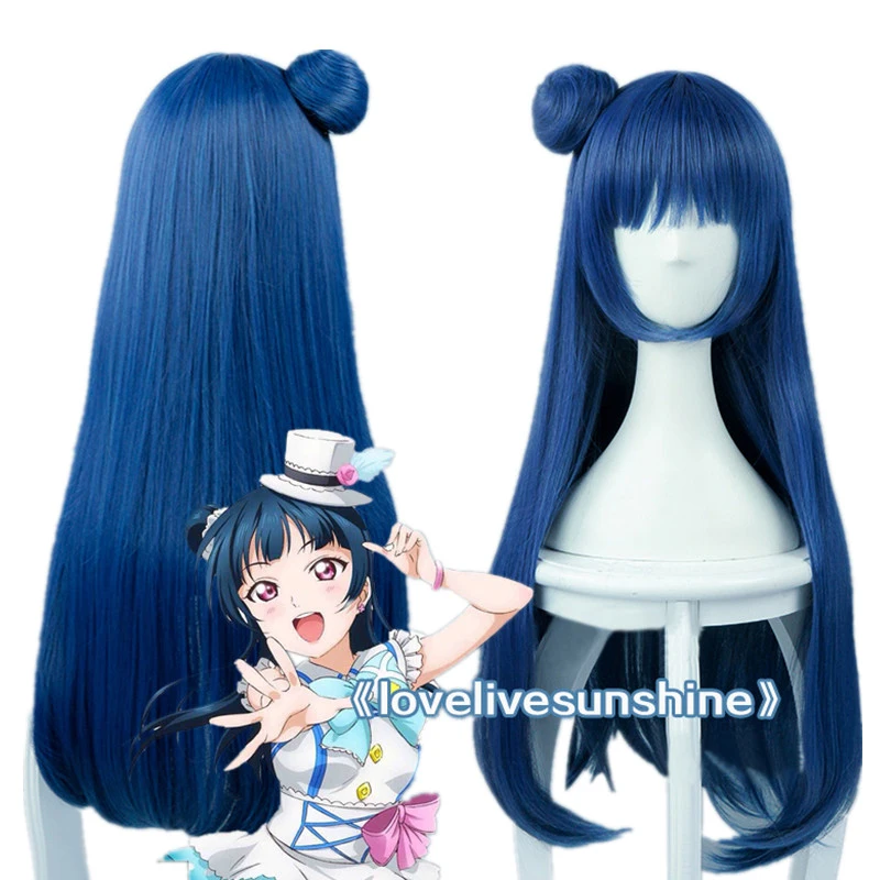 LoveLive! Sunshine !! Love Live Sunshine Yoshiko Tsushima 80 cm zmiešaný modrý tepelne odolný voči vlasom Cosplay kostým parochň