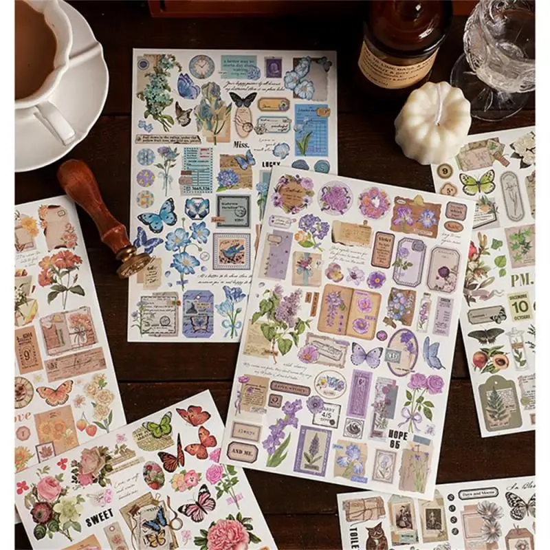 Lover karty [Series Butterfly Garden Series] Vintage Journal Stickers Washi Paper Sticker Paper Scrapbooking Material Scrapbook Kit