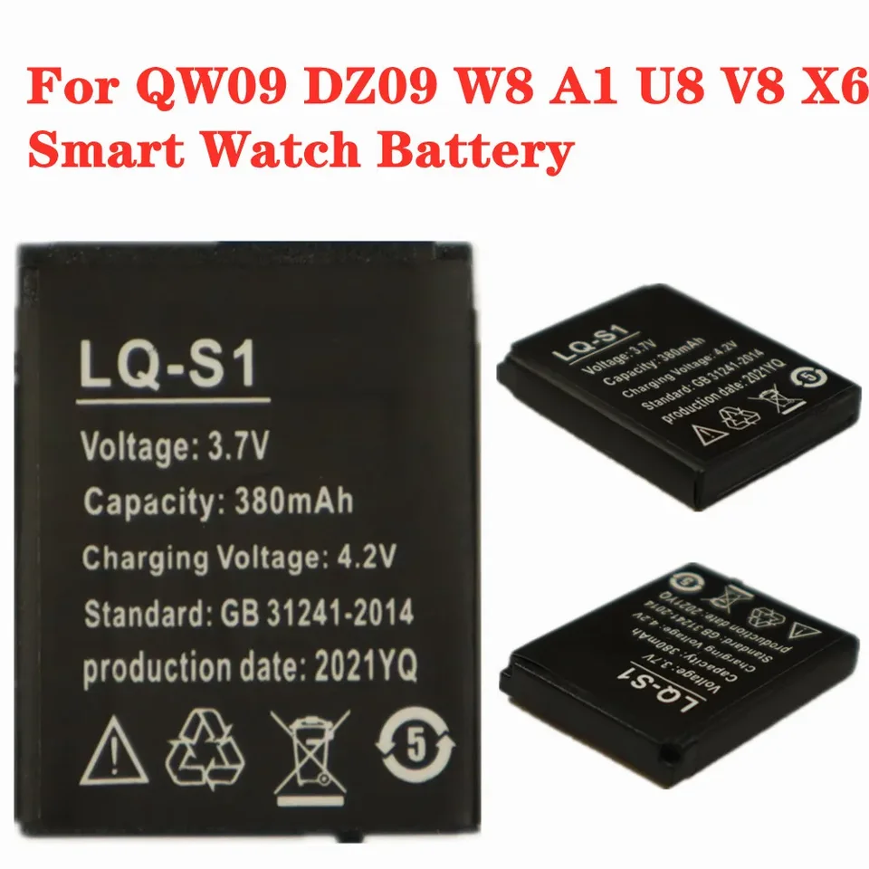 LQ-S1 3,7V 380 mAh batéria Smartwatch pre QW09 DZ09 W8 A1 U8 V8 X6 Smart Watch Batteries