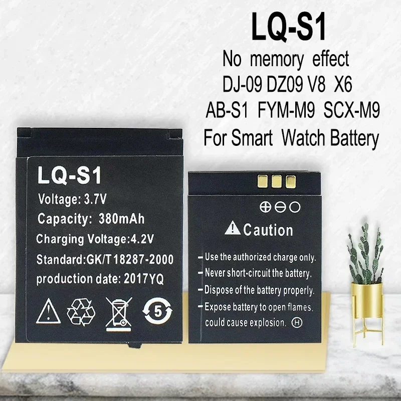 LQ-S1 380MAH 3,7V Nabíjateľná li-iónová batéria pre inteligentné hodinky AB-S1 DJ-09 DZ09 GJD HKS-S1 FYM-M9 SCX-M9 LQS1