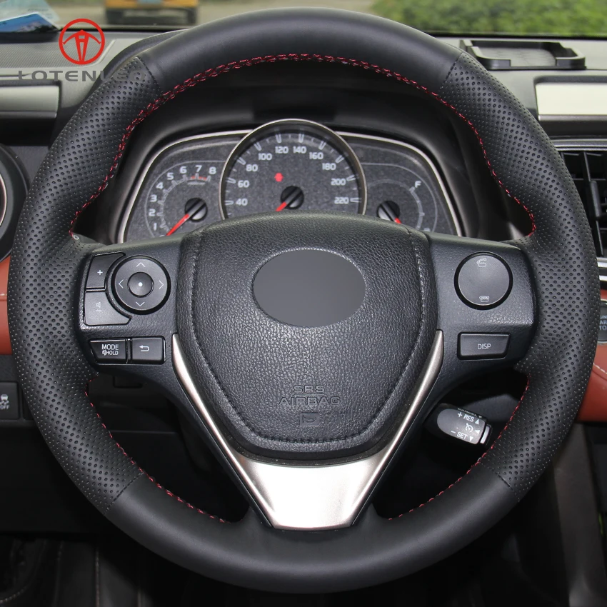 LQTENLEO Black Artificial Leather Cover volantu pre Toyota RAV4 2013-2019 COROLLA 2014-2019 AURIS 2013-2016 Scion IM 2016