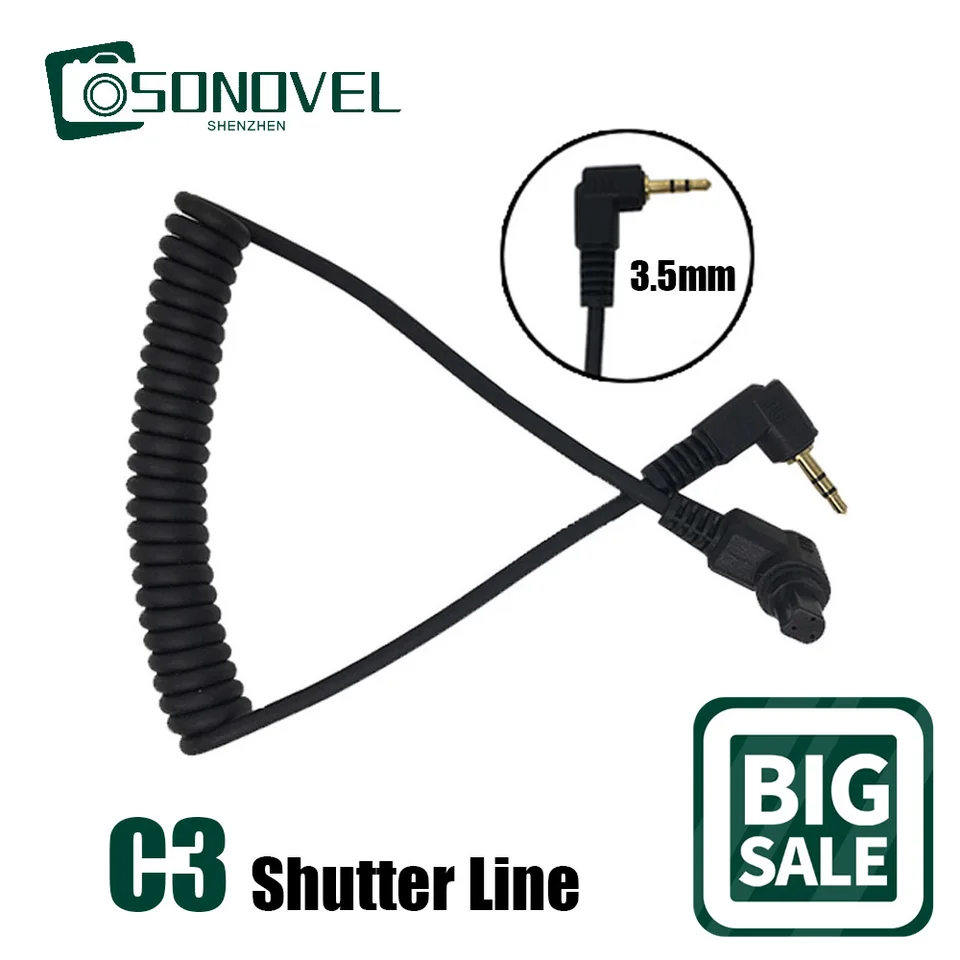 LS-3,5 mm-C3 Diaľkové spúšťacie káblové vedenie diaľkového spúšťača diaľkového uzávierky pre kánon 5D 5D2 5D4 5DS 5DSR 6D 7D 7D2 10D 20D 30D 40D 40D