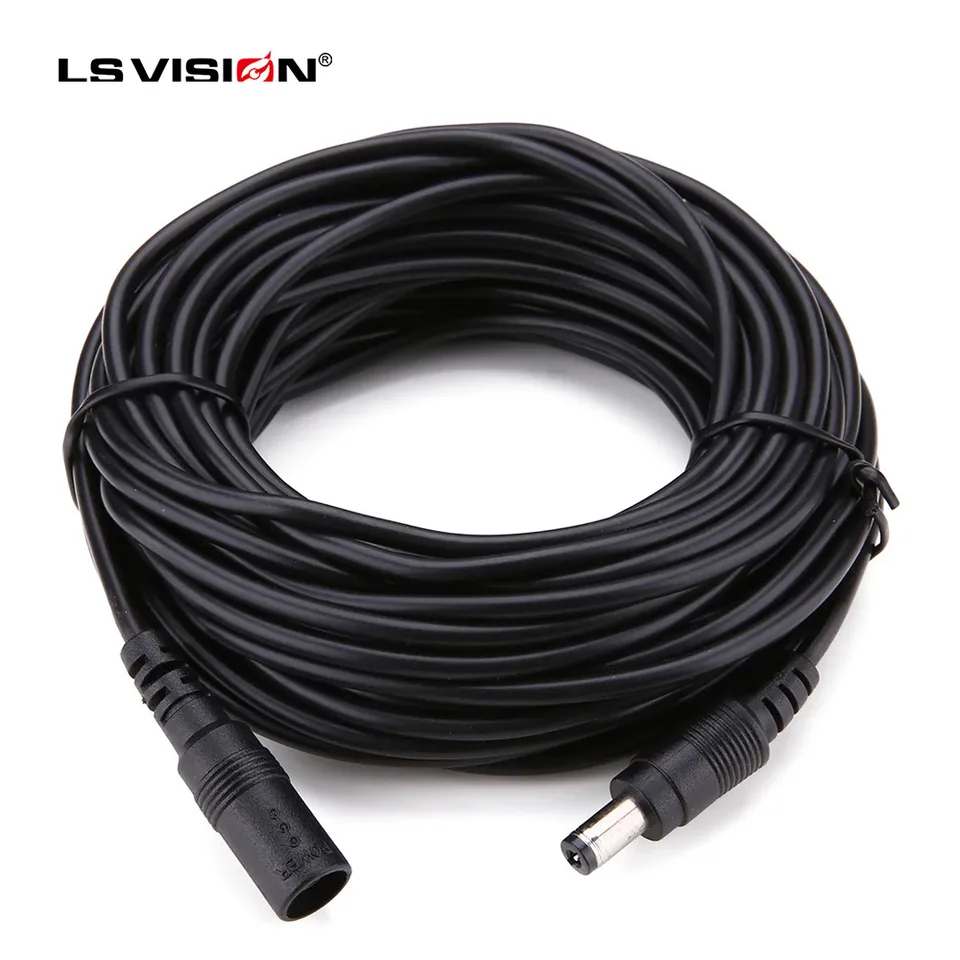 LS Vision 5m 16,5ft DC Rozšírenie 5,5 x 2,1 mm napájací kábel predlžovača pre bezpečnostnú kameru CCTV LED pásik LED dióda 12 V predlžovaní kábla