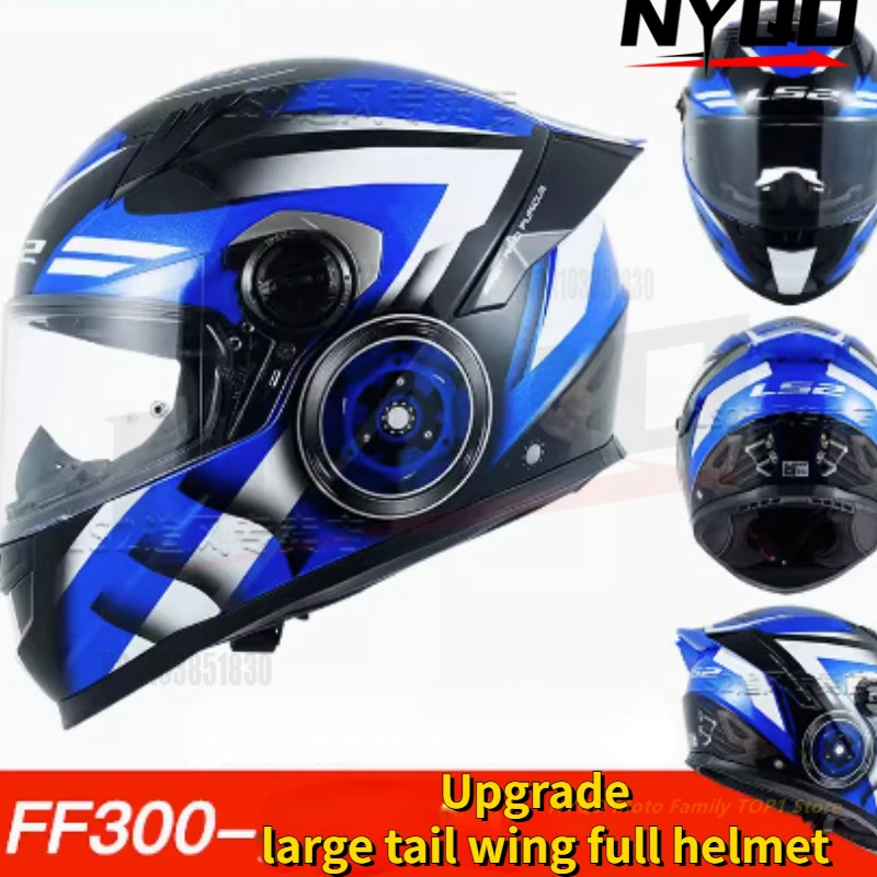 LS2 Helma Nová motocykel Plná prilba pre mužov Ženy 4 Sezóna Univerzálny motocykel proti hmle Veľký chvost FF300 Casco Moto