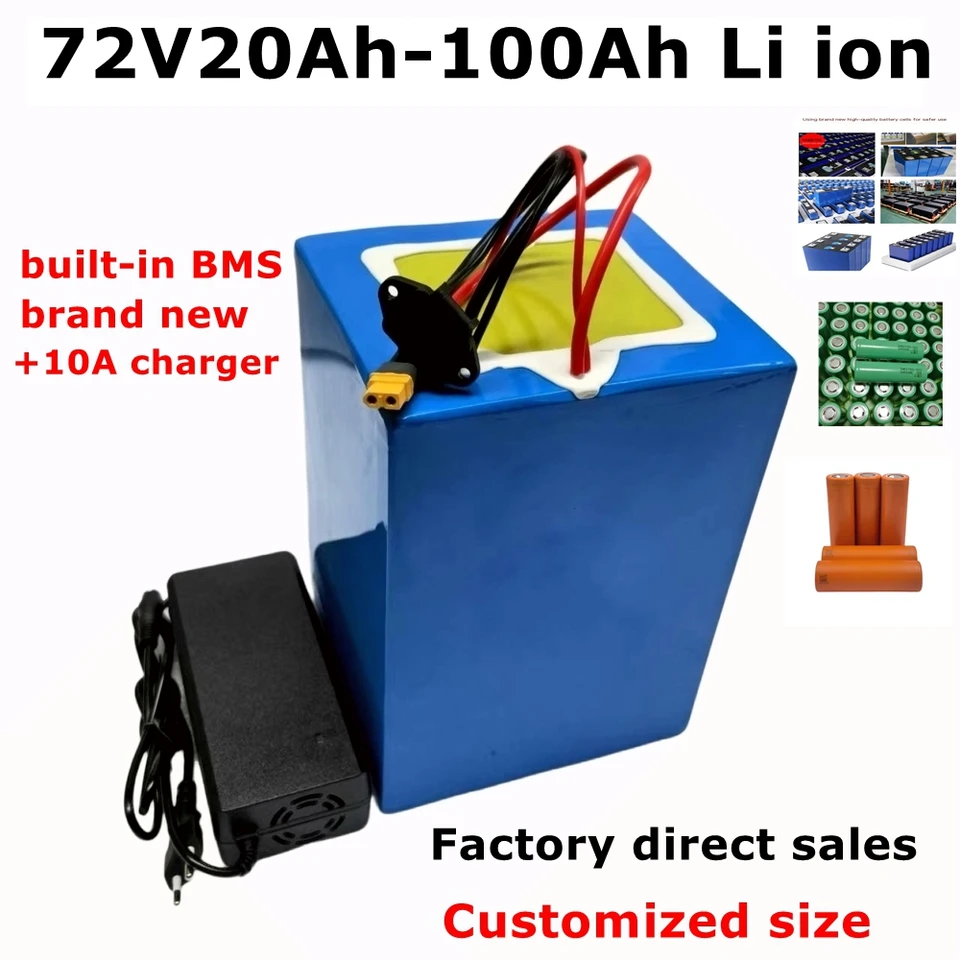 LT-BMS LITHIUM-ION AVEC CHARILUR, 72V, 20-100AH, nalievanie skútra, Vélo Électrique et Moto 5000W, nalejte CAMION-GRUE 8.5