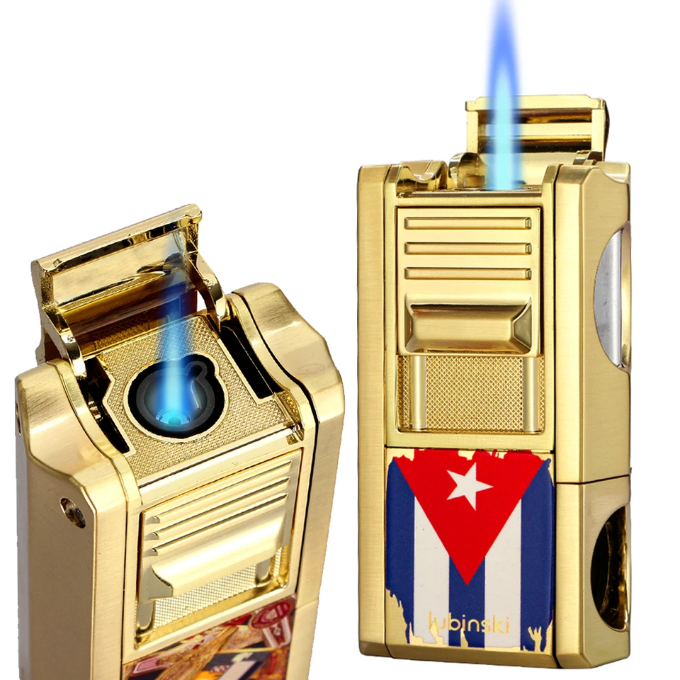 Lubinski Metal Cigar Lighter Luxury bután Base 1 Strútové prúdové zapaľovače pre náradie na fajčenie cigariet