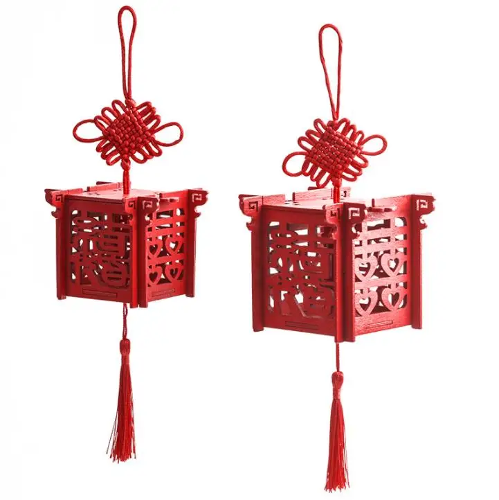 Lucerna Candy Box Party uprednostňovanie čínskych červených drevených laserom rezaných svadobné cukrovinky Darčeky NI428