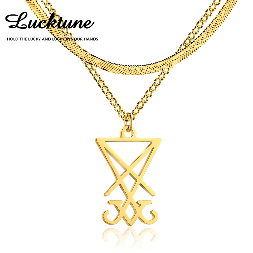 Lucktune Devil Peal of Lucifer prívesok náhrdelník z nehrdzavejúcej ocele Sigil kostol satan hadí reťazce náhrdelník pre ženy