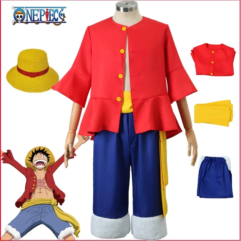 Luffy Cosplay kostým anime One Piece Monkey D Uniforma červené topánky nohavice klobúk plné súpravy dospelých detí halloween karnevalové party obleky