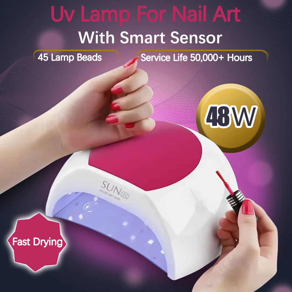 Lulaa Professional UV LED lampa pre nechtovú lampu pre salón pre gélové lak na nechty s automatickým senzorom a 3 časovače rýchly vytvrdzovací koleso nechtov
