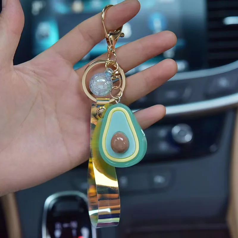 Luminiscenčné ovocie avokádo kľúča Keychain mäkká živica avokádo Keychains Pár šperky dám