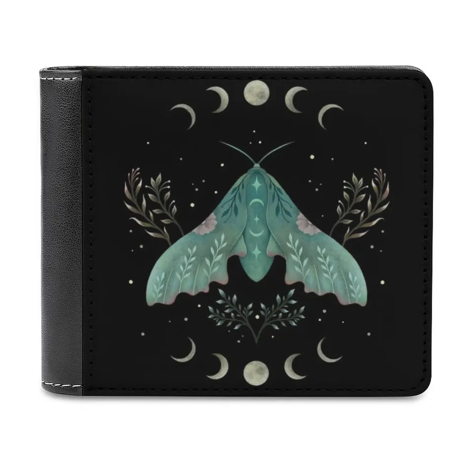 Luna a Moth Pánske peňaženky peňaženky Nový dizajn dolár cena Top Men kožená peňaženka Night Night Night Garden Moon Moon Fáza