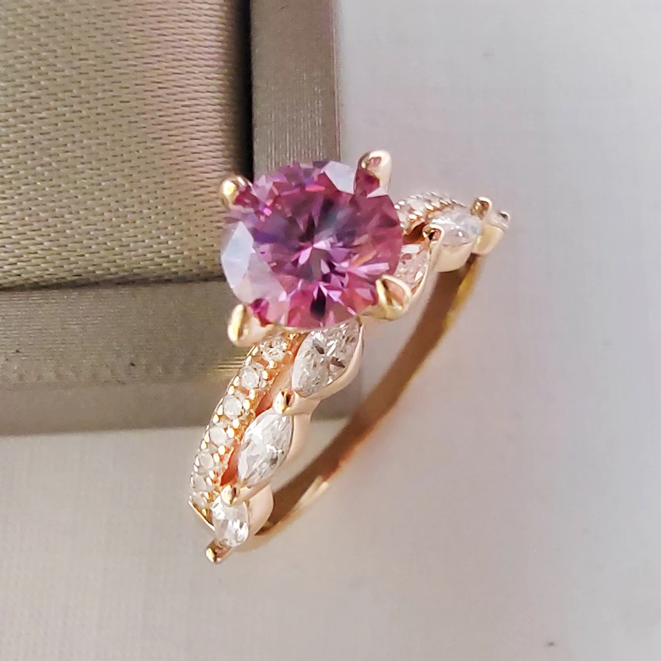 Luomansi Rose Gold Crown Ring Ring S925 Striebro 1 karát ružový Moissanite Gra certifikát šperky Ženy výročie Darček