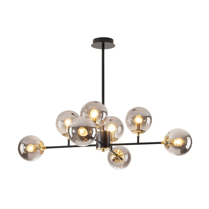 Lustre modernej sklenenej gule luxusné molekulárne stropné lampa Čierne zlato železo s 6/8/10 loptička