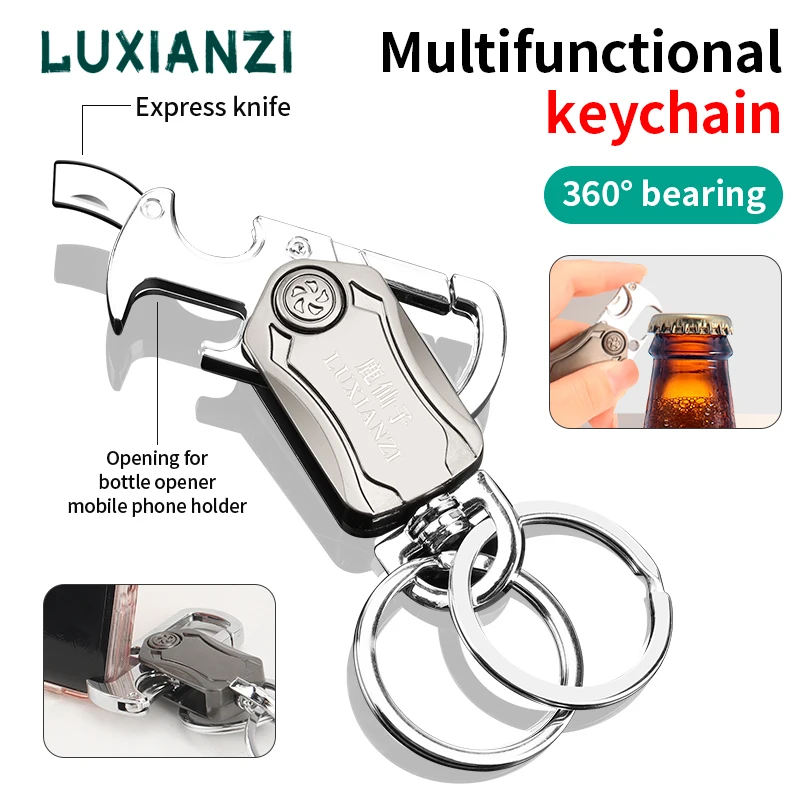 Luxianzi Multifunkčný fľašový otvárač piva Keychain Prenosný vonkajší pás Závesný retiazka Ring Buckle EDC Príslušenstvo nástroja