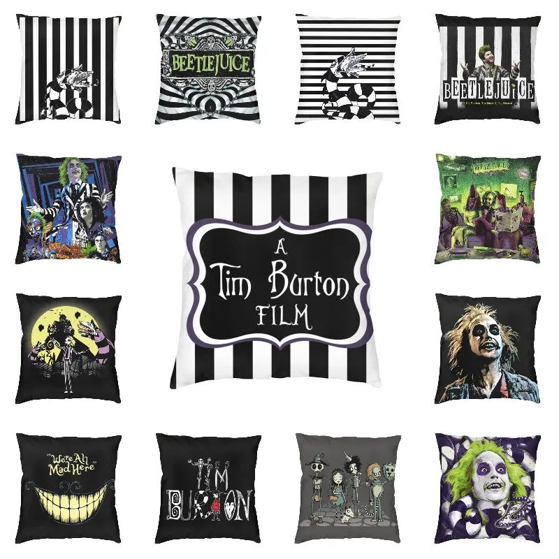 Luxus Tim Burton Film Cushion pokrýva 40x40cm polyester horor fantasy filmový vankúš pre autá Square Pillowcase Home Decor