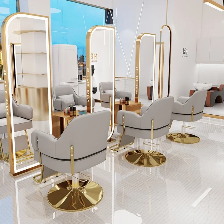 Luxusná kadernícka stanica šampón na stoličku kozmetický salón salón salón kovová stolička