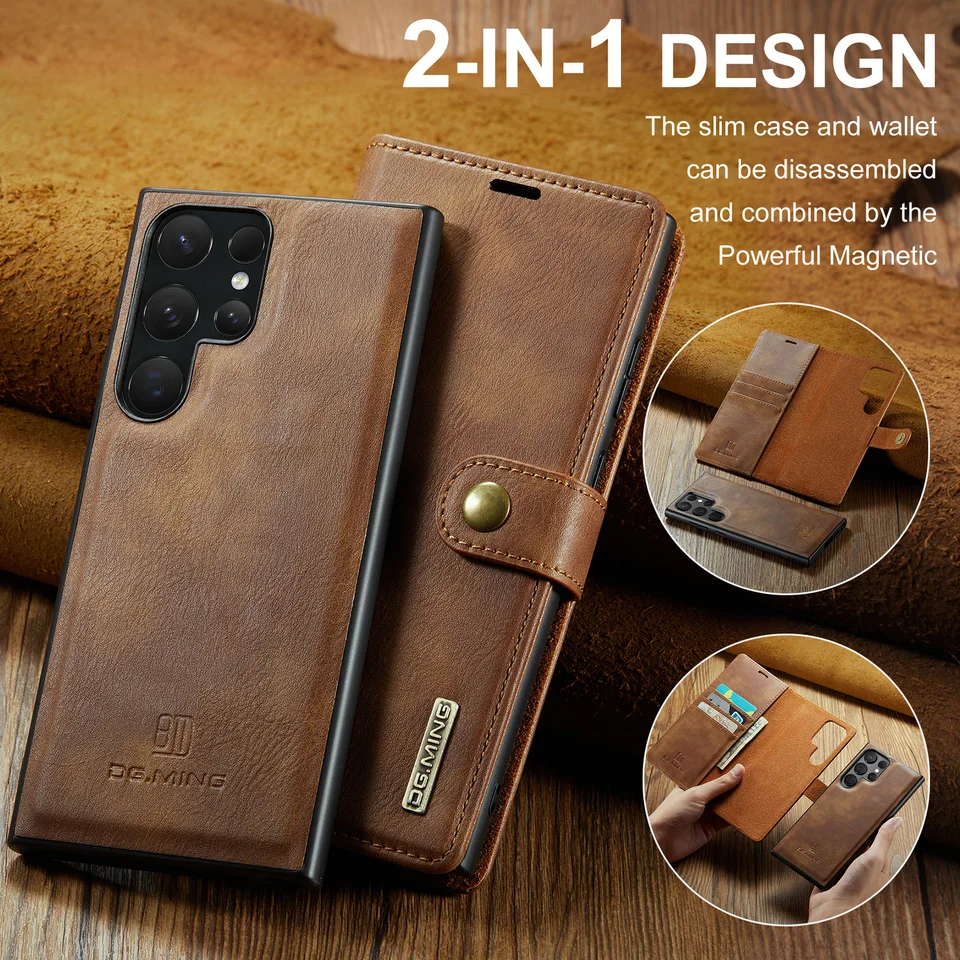 Luxusná kožená flip Magnetic Wallet Puzder pre Samsung Galaxy S25 S24 S23 Ultra S22 S21 S20 Fe S10 S9 Plus Ochranný kryt