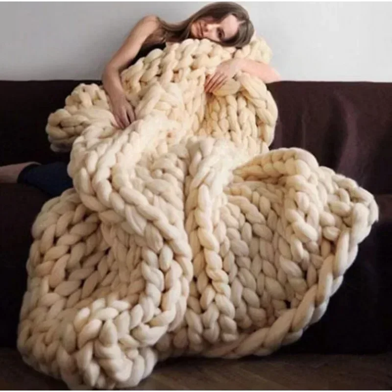 Luxusná pleť s ťažkou váhou, ručne tkaný mäkký hod do obývacej izby v obývacej izbe Nordic Style Chunky plete