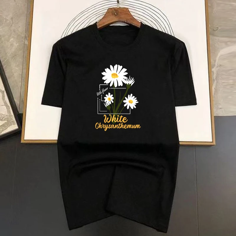 Luxusná značka biela chrysanthemumová tlač Tričko pre muža letné vintage unisex nadmerné tričko Y2K Tops Tops krátke rukávy pánske pánske