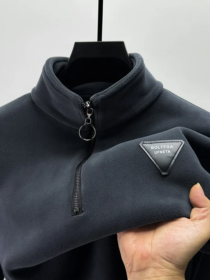 Luxusná značka obojstranná fleecová mužská pulloverová mikina semifúzový zips fleece jesenná zimná zimná zima Stand Up