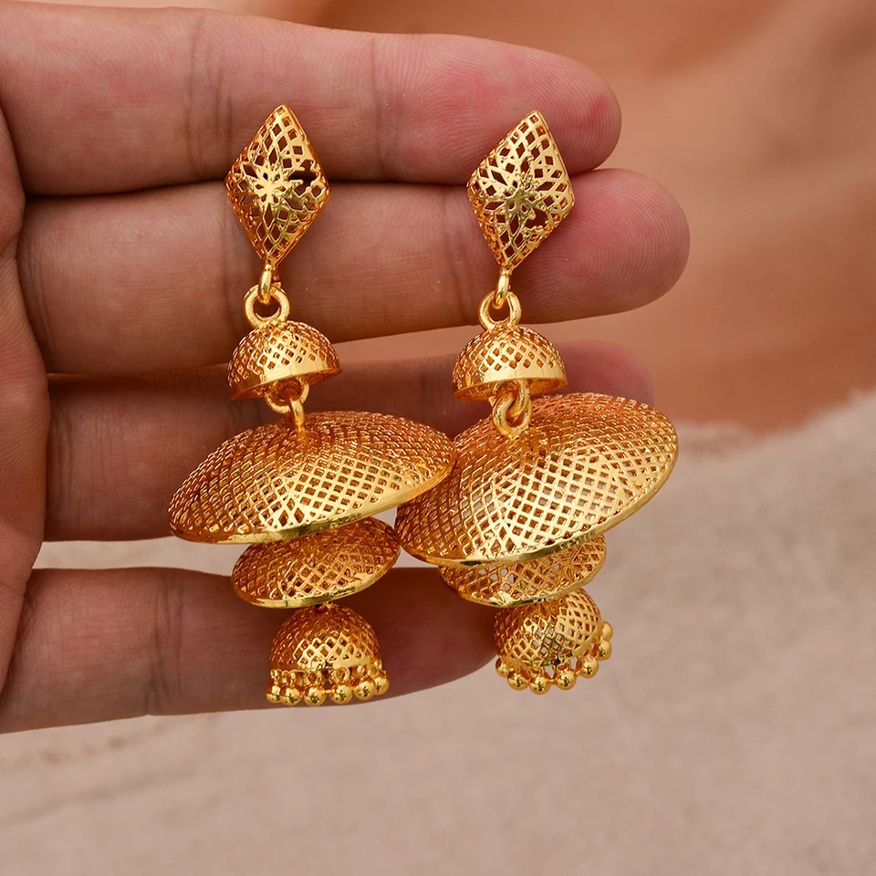 Luxusné dubajské africké náušnice Zlaté náušnice pre ženy Girljewelries Papua Nová Guinea Svadba Indické náušnice šperky