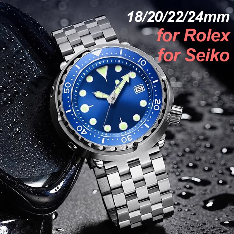 Luxusné hodinky z nehrdzavejúcej ocele pre rolexový kovový náramok pre Seiko SKX175 SKX009 SKX173 SKX007 18 20 22 24 mm náramok