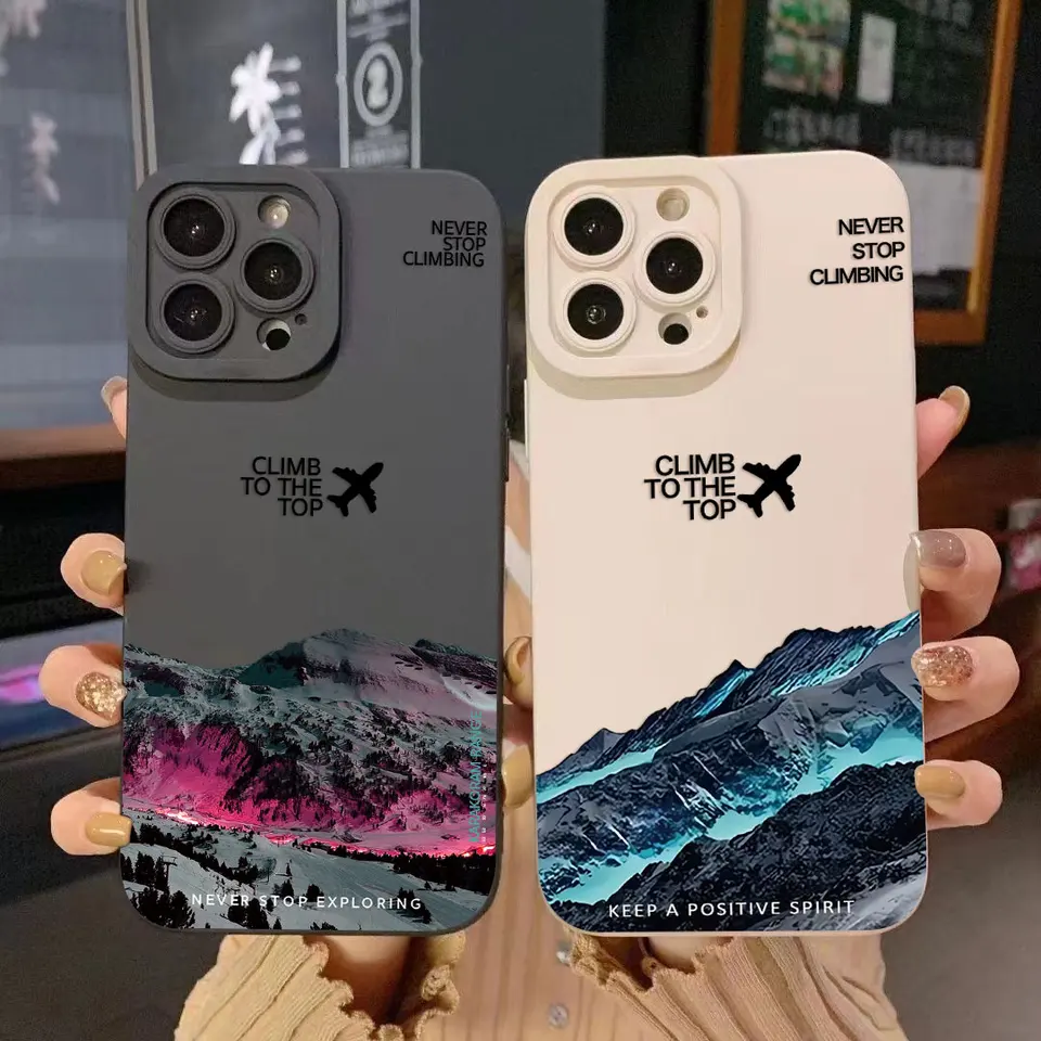Luxusné horské špičkové lietadlá North Phone Pase pre iPhone 16 15 14 13 12 11 Pro Max x xr xsmax 8 7 6s plus mäkký silikónový kryt
