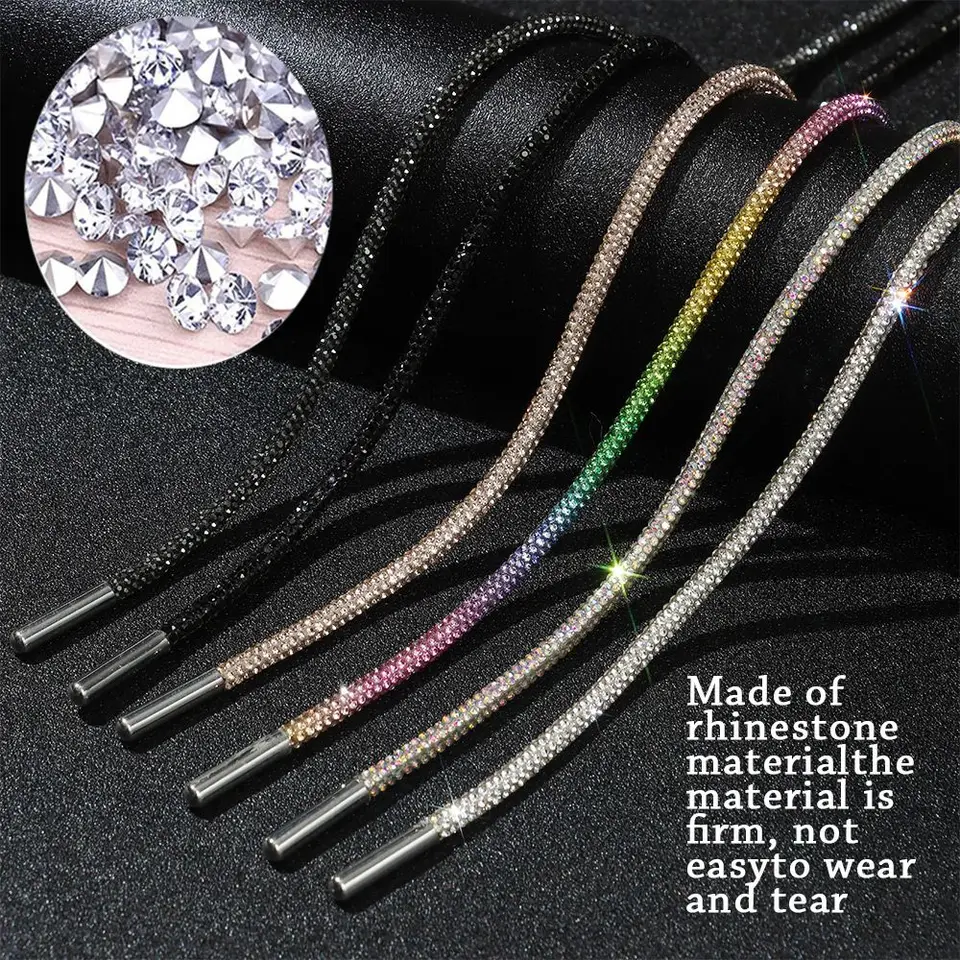 Luxusné kamienky Shoelaces Dúha Diamond Diamond Shoe Laces Laces Laces Laces topánky okrúhle šnúrky 100/110/140/160 cm 1pc DIY struny