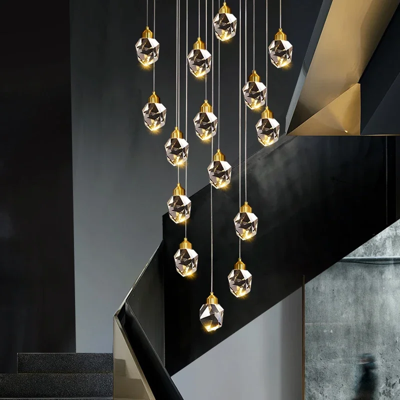 Luxusné krištáľové LED Less Diamond Diamond Pendant Svetlo pre veľkú obývaciu izbu Stropná lampa Halbe Domáca výzdoba svietidla svietidla svietidla