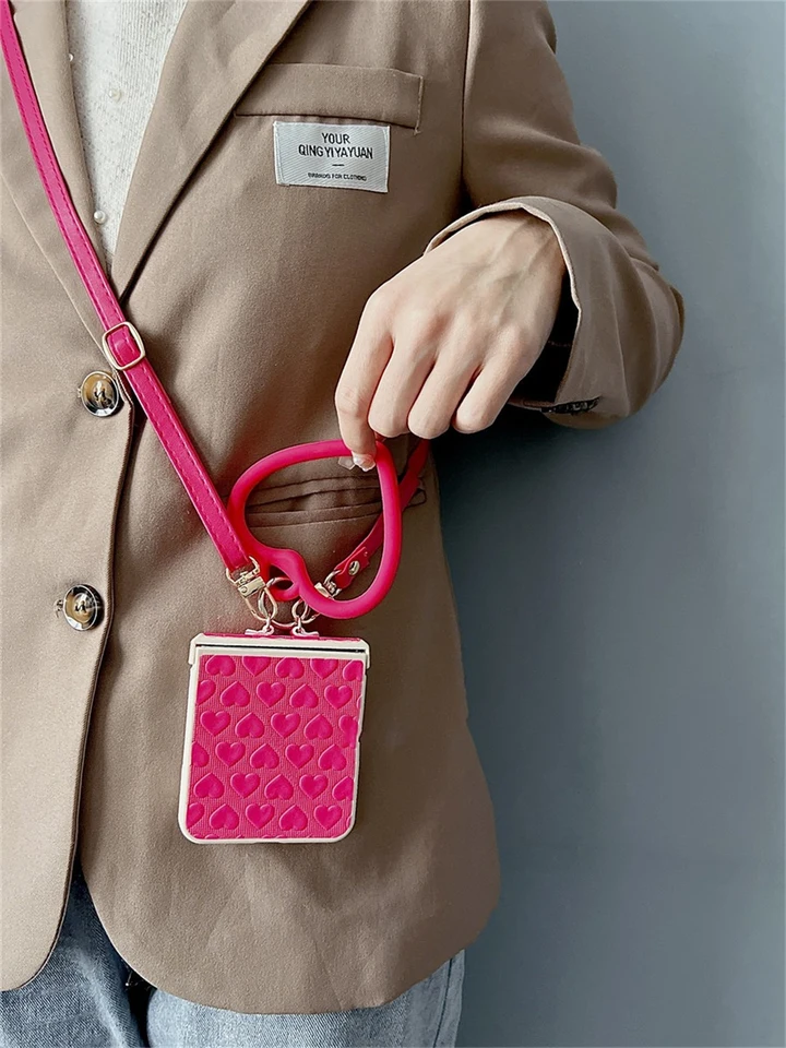 Luxusné kórejské milostné srdce náramok Crossbody Lanyard Chain Case pre Samsung Galaxy Z Flip 3 Z Flip4 Zflip5 Zflip 5 Flip6 kryt