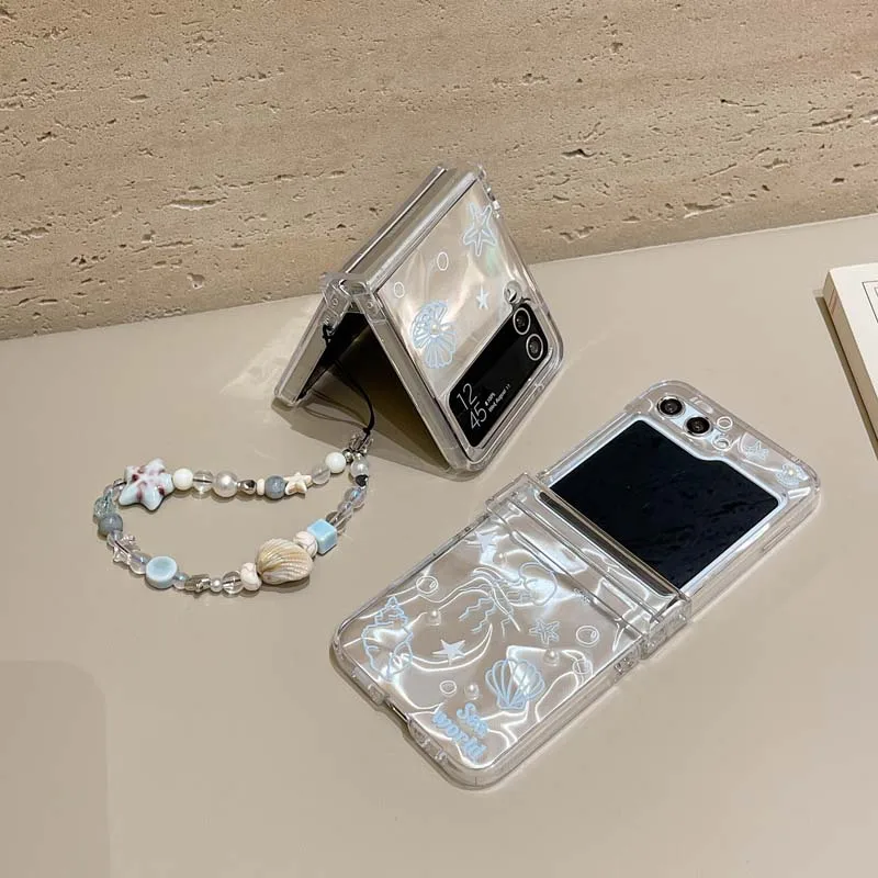 Luxusné laserové vodné zvlnenie medúzy anti knock back puzdro pre Samsung Z Flip 3 4 5 6 Puzdro na telefón pre Samsung Z Flip 6 5 4 3
