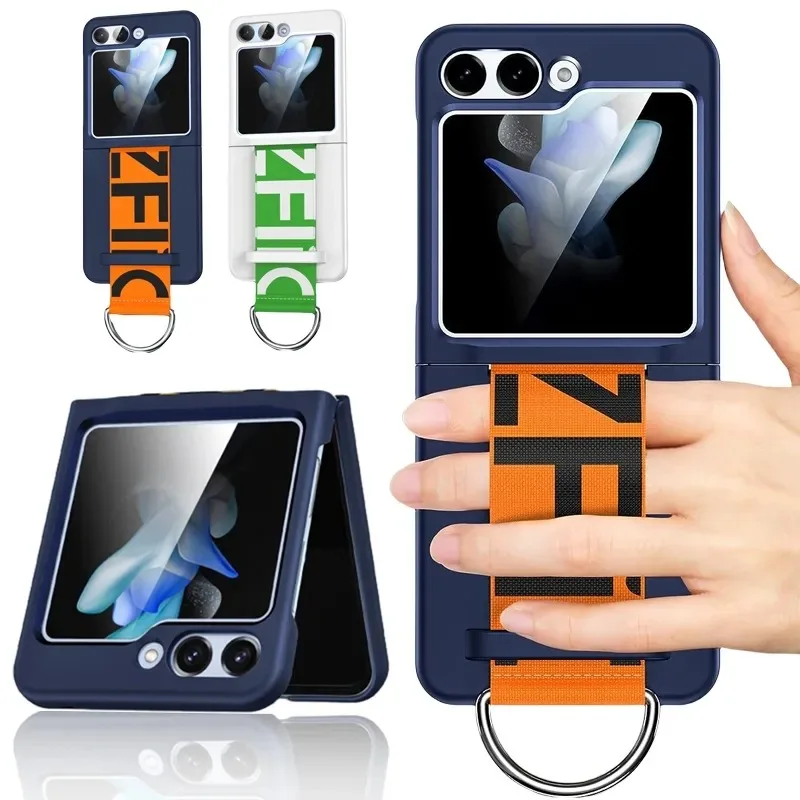 Luxusné puzdro Flip5 pre Samsung Z Flip 5 5G 2023 Nové puzdro s prsteňovým prsteňom prsteň prsteň prsteň lap