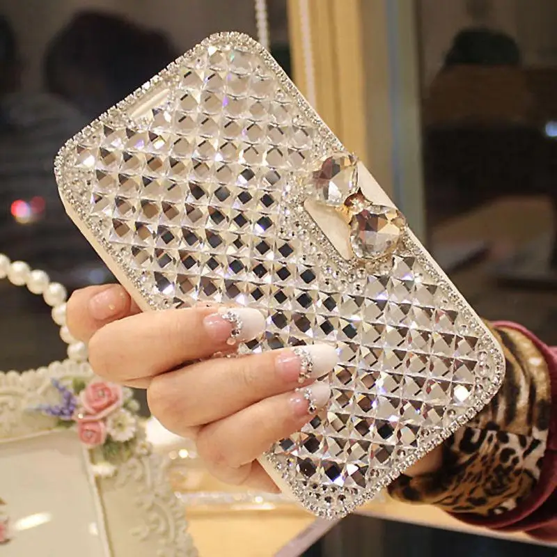 Luxusné puzdro na diamantovú kožu pre iPhone 12 13 SE 2022 11 Pro Max XR X XS 6S 7 8 Plus 5s Flip Stand Glitter Protection Cover Funda