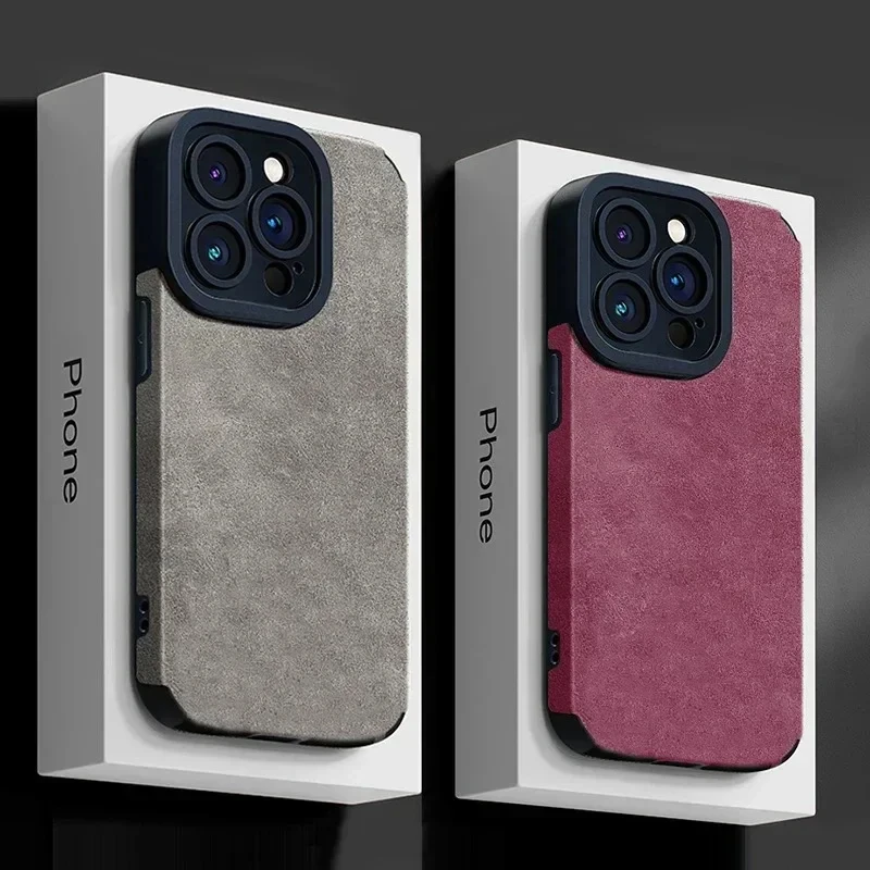 Luxusné semišové kožené silikónové mäkké puzdro pre iPhone 16 15 Pro Max 14 13 12 11 xr xs x 7 8 plus ochrana proti fotoaparátu proti nárazu