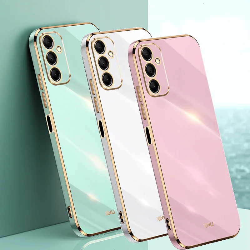 Luxusný 6D pokovovací prípad pre Samsung M14 M33 M53 M54 M23 A33 5G Soft Galaxy S23 Ultra S22 Plus Fe A54 A34 A13 A32 A32 A14 A24 4G Cover Cover