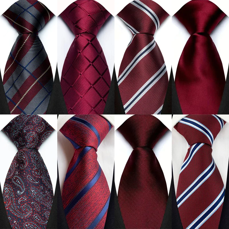 Luxusný 8 cm pánsky kravata červená farebná bodka solídne paisley kravata pre muža ženích Jacquard tkaná krk kravata pre obchodnú svadobnú hostinu
