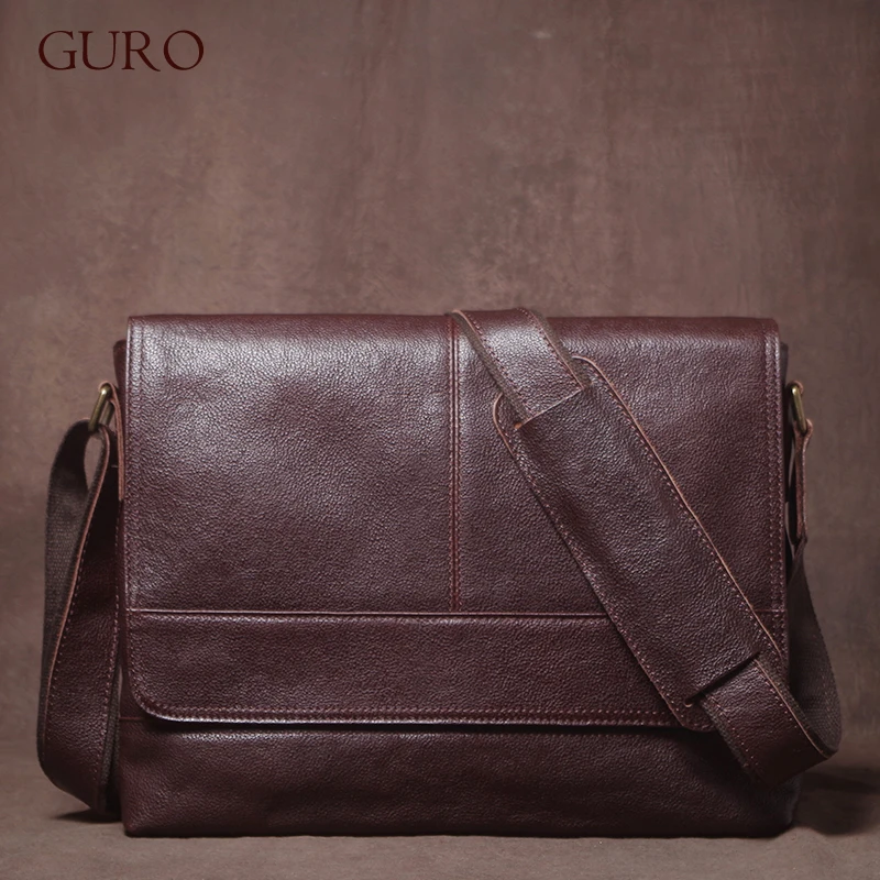 Luxusný dizajn Originálne kožené ramenné tašky Pánske aktovky Prírodná cowhide retro crossbody Daily Commuter Messenger taška