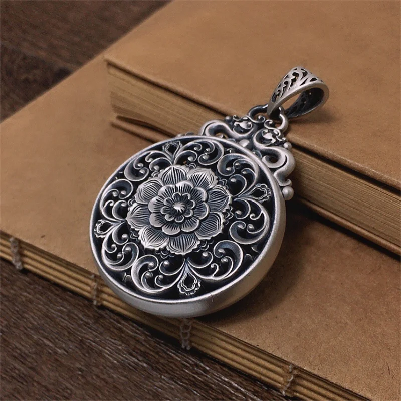Luxusný dutina pivonka kvetina prívesok pre dámy Choker doplnky retro budhistické písma mantra pracku náhrdelník Dámske šperky