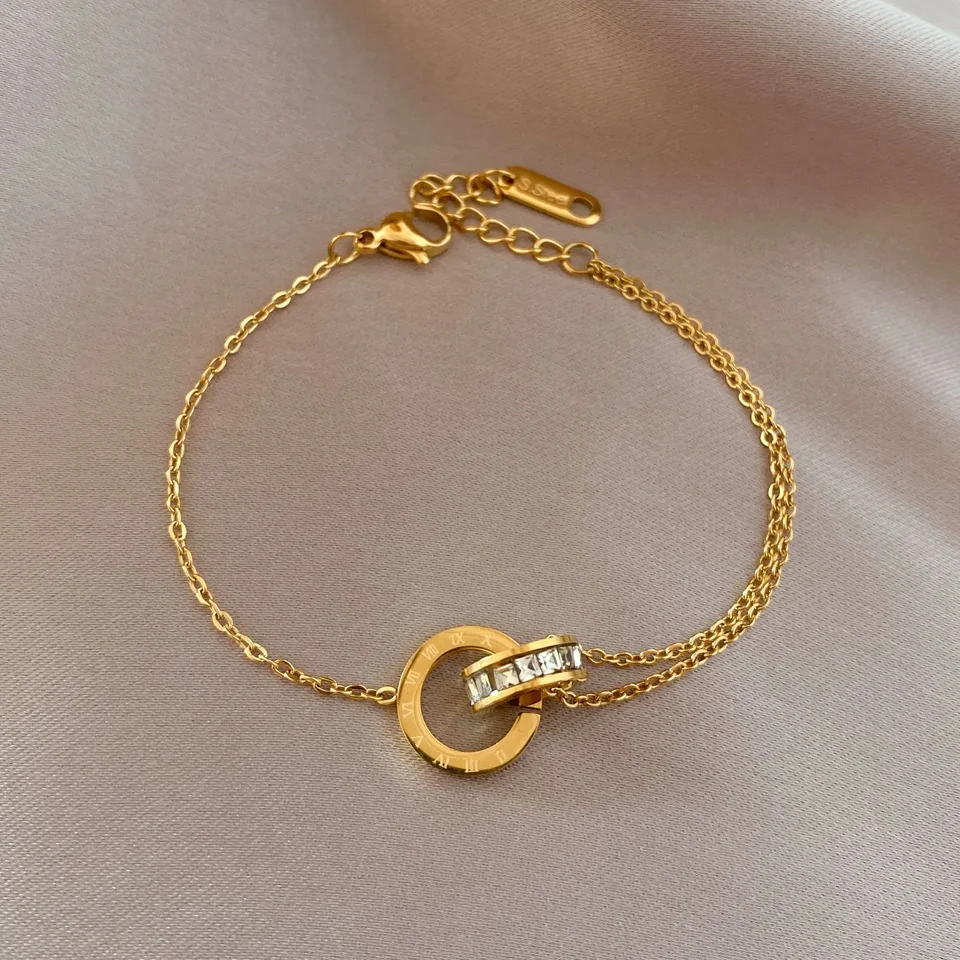 Luxusný elegantný náramok z nehrdzavejúcej ocele Crystal Crystal pre ženy módne rímske číslice náramky kúzlo ženské šperky darčeky
