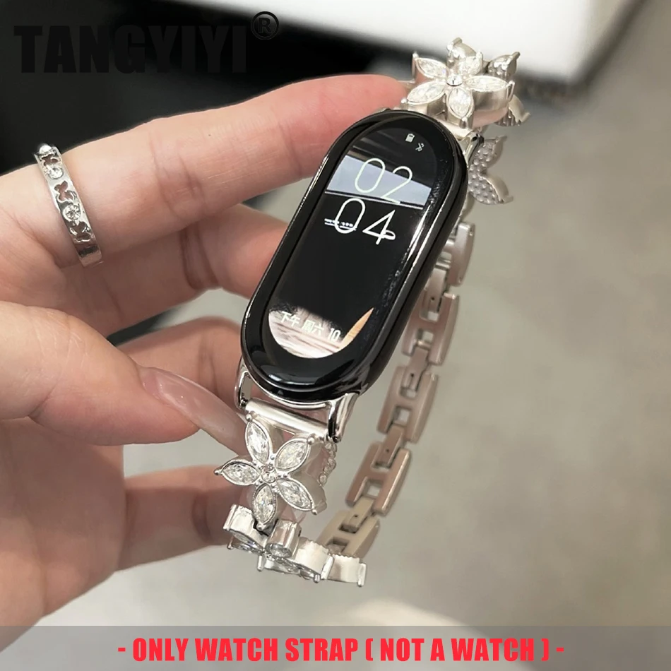 Luxusný ins diamantový kvetinový remienok pre Xiaomi Mi Band 9 8 MIBAND 8/9 náramok módne náramok Nahraďte hodinky