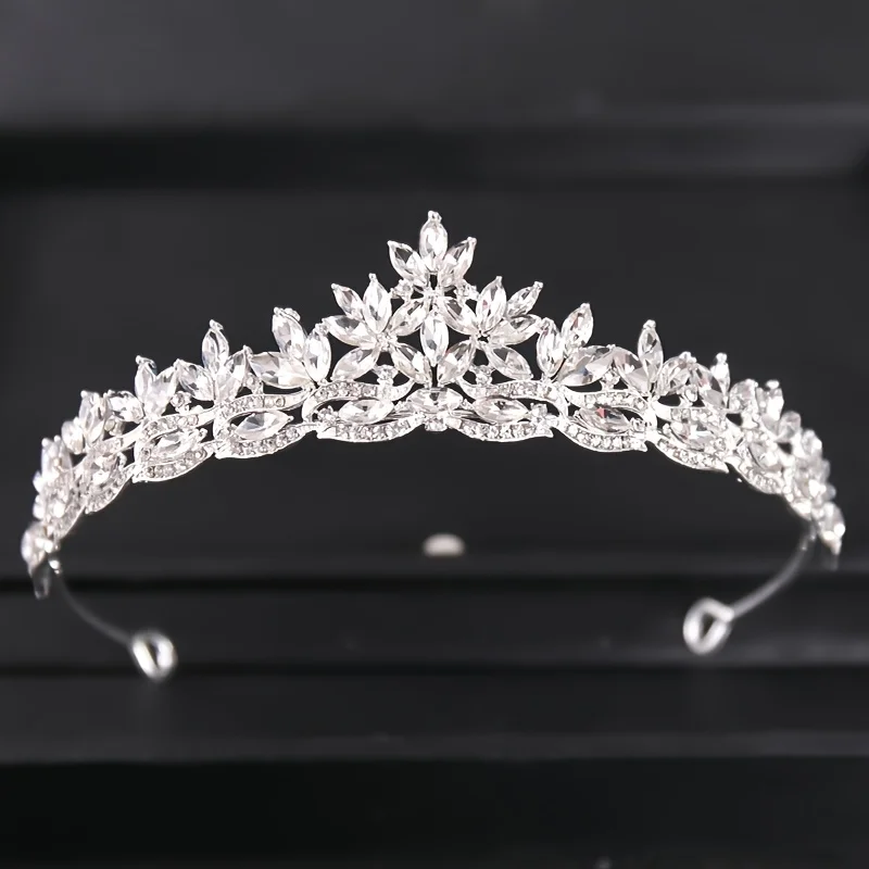 Luxusný kamienok Svadobná korunka Tiara strieborná kryštál prom Diadem koruny čelenka svadobné vlasové doplnky šperky koruna