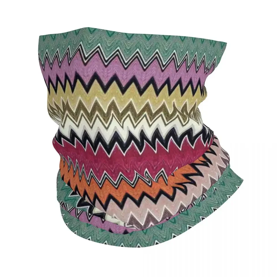 Luxusný klasický Zig Zag Bandana Gaiter pre lyžiarske ženy Men Men Moderný český geometrický geometrický Balaclava teplejší