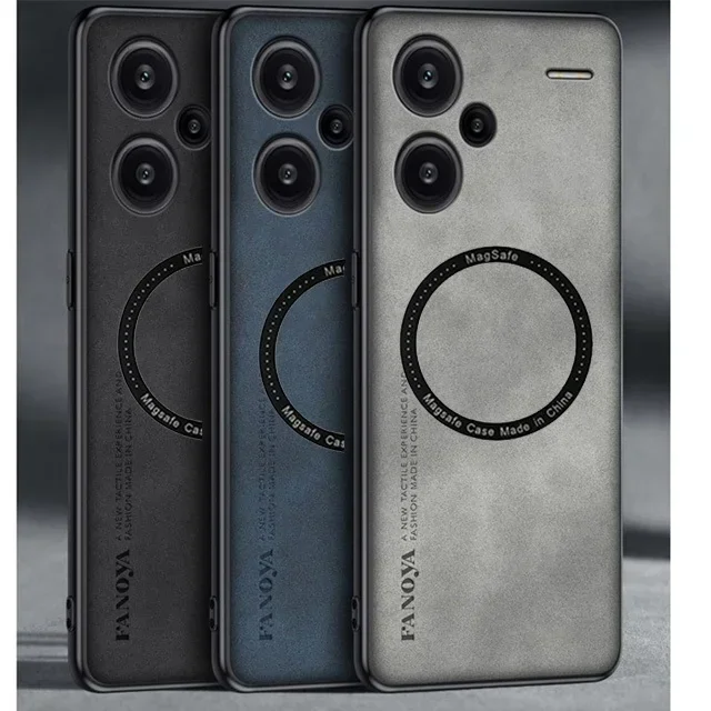 Luxusný magnetický pre Magsafe Wireless nabíjacie puzdro pre Xiaomi 14 14t POCO F6 Redmi Note 12 13 Pro Plus matný kožený kryt