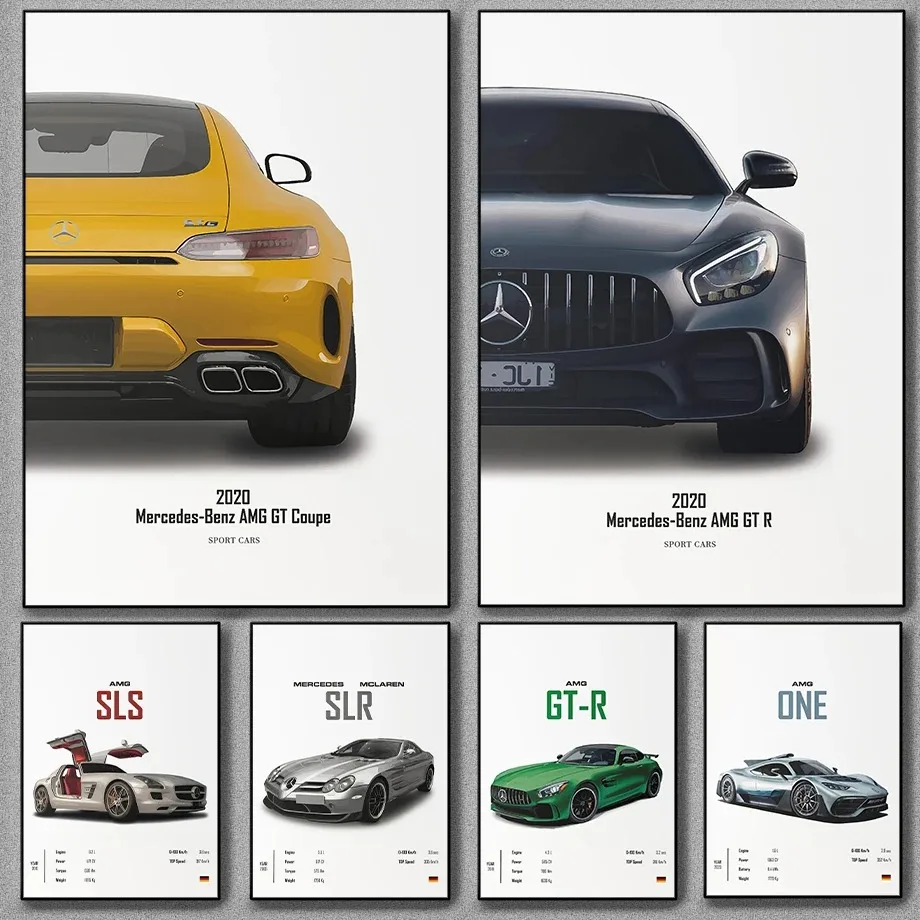 Luxusný Mercedes-Benz GT-R GT 63S Wall Art Canvas Maľovanie Nordic Plagáty a výtlačky Wall Fotografie pre obývaciu izbu Domov Deco